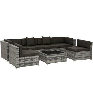 7-Piece Outdoor Rattan Sofa Set with Cushions