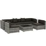 7-Piece Outdoor Rattan Sofa Set with Cushions