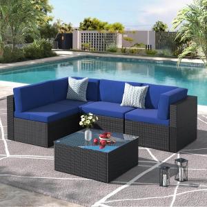 5-Piece Outdoor Rattan Sectional Sofa Set