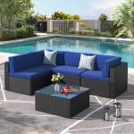 5-Piece Outdoor Rattan Sectional Sofa Set