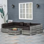 7-Piece Outdoor Rattan Sofa Set with Cushions