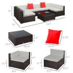 Outsunny 7-Piece Rattan Patio Furniture Set