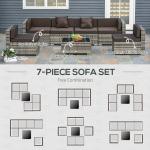 7-Piece Outdoor Rattan Sofa Set with Cushions