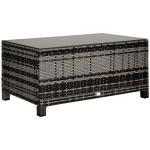 Mixed Grey Rattan Side Table with Glass Top