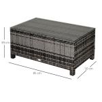 Mixed Grey Rattan Side Table with Glass Top
