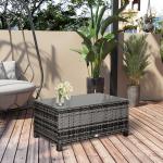 Mixed Grey Rattan Side Table with Glass Top