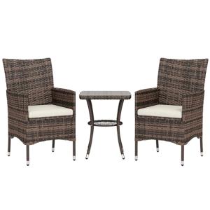 Brown Rattan Bistro Set for Patio or Garden