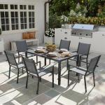 7 Piece Outdoor Dining Set with Stackable Chairs