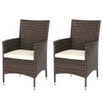 Brown Rattan Outdoor Dining Chair Set - 2 Pieces