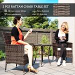 Brown Rattan Bistro Set for Patio or Garden
