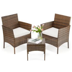 DUMOS 3-Piece Outdoor Wicker Patio Furniture Set