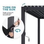 Adjustable Roof Louvered Pergola for Garden Patio, Charcoal