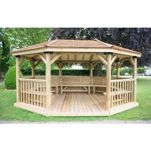 5.1m Oval Garden Gazebo with Cedar Roof