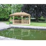 5.1m Oval Garden Gazebo with Cedar Roof