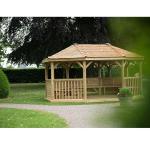 5.1m Oval Garden Gazebo with Cedar Roof