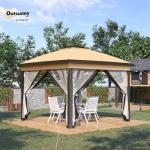 Beige Foldable Pop Up Gazebo with Mesh Sides