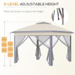 Beige Foldable Pop Up Gazebo with Mesh Sides