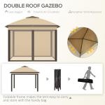 Beige Foldable Pop Up Gazebo with Mesh Sides