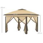 Beige Foldable Pop Up Gazebo with Mesh Sides
