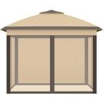 Beige Foldable Pop Up Gazebo with Mesh Sides