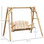 Rustic Wooden 2 Seater Porch Swing Hammock