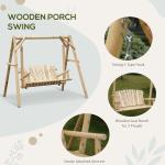 Rustic Wooden 2 Seater Porch Swing Hammock