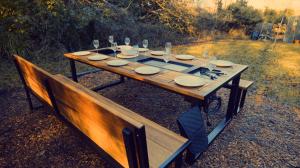 Grill Table and Cooler with 2 Benches Set