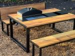 Grill Table and Drinks Cooler with Benches