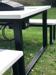 Grill Table and Cooler with Benches Set