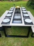 Grill Table and Cooler with Benches Set