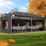 3x6m Pop Up Gazebo with Sides - Black