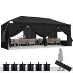 3x6m Pop Up Gazebo with Sides - Black