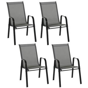4-Piece Stackable Outdoor Chairs Set - Dark Grey