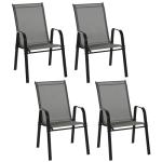 4-Piece Stackable Outdoor Chairs Set - Dark Grey