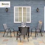 4-Piece Stackable Outdoor Chairs Set - Dark Grey