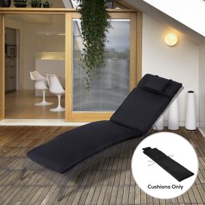 Thick Padded Outdoor Sun Lounger Cushion with Pillow