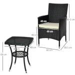 3-Piece Rattan Bistro Set for Garden & Patio