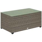Dark Grey Rattan Outdoor Coffee Table with Glass Top