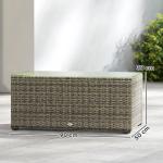 Dark Grey Rattan Outdoor Coffee Table with Glass Top