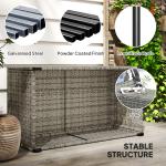 Dark Grey Rattan Outdoor Coffee Table with Glass Top