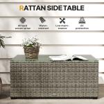 Dark Grey Rattan Outdoor Coffee Table with Glass Top