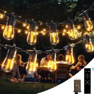 30Ft Outdoor LED String Lights with Remote