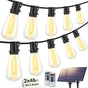 Larkvue 96FT Solar Outdoor String Lights with Remote