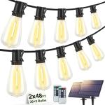Larkvue 96FT Solar Outdoor String Lights with Remote