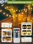 Larkvue 96FT Solar Outdoor String Lights with Remote