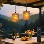 Set of 2 Battery-Powered Boho Pendant Lights