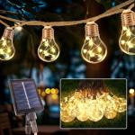 Solar LED Patio String Lights with 20 Edison Bulbs
