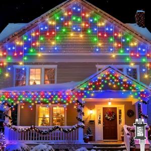 20M Multicolored Outdoor Icicle Christmas Lights