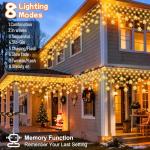 Warm White Snowflake Icicle Lights for Outdoors