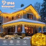 Warm White Snowflake Icicle Lights for Outdoors